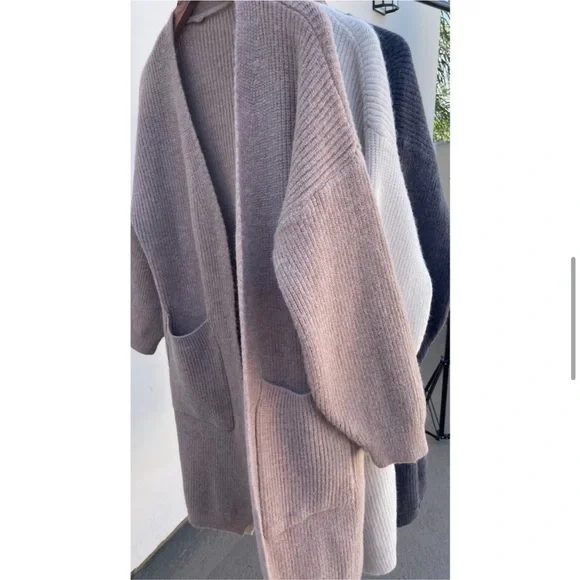 #40 GORGEOUS Chunky Thick Long Over Knee Rib Black Brush Soft Cardigan - Picture 6 of 8